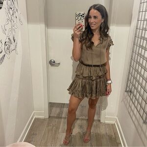 Mini Green Sundress with Flutter Sleeves and V-Neck for Casual Nights
